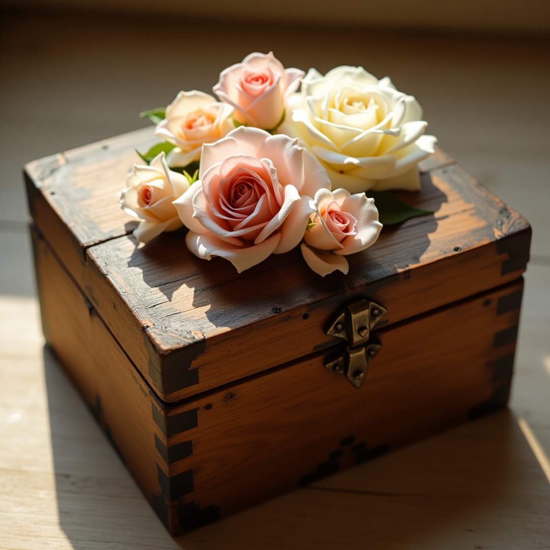Artisan Rustic Wood Preserved Rose Box