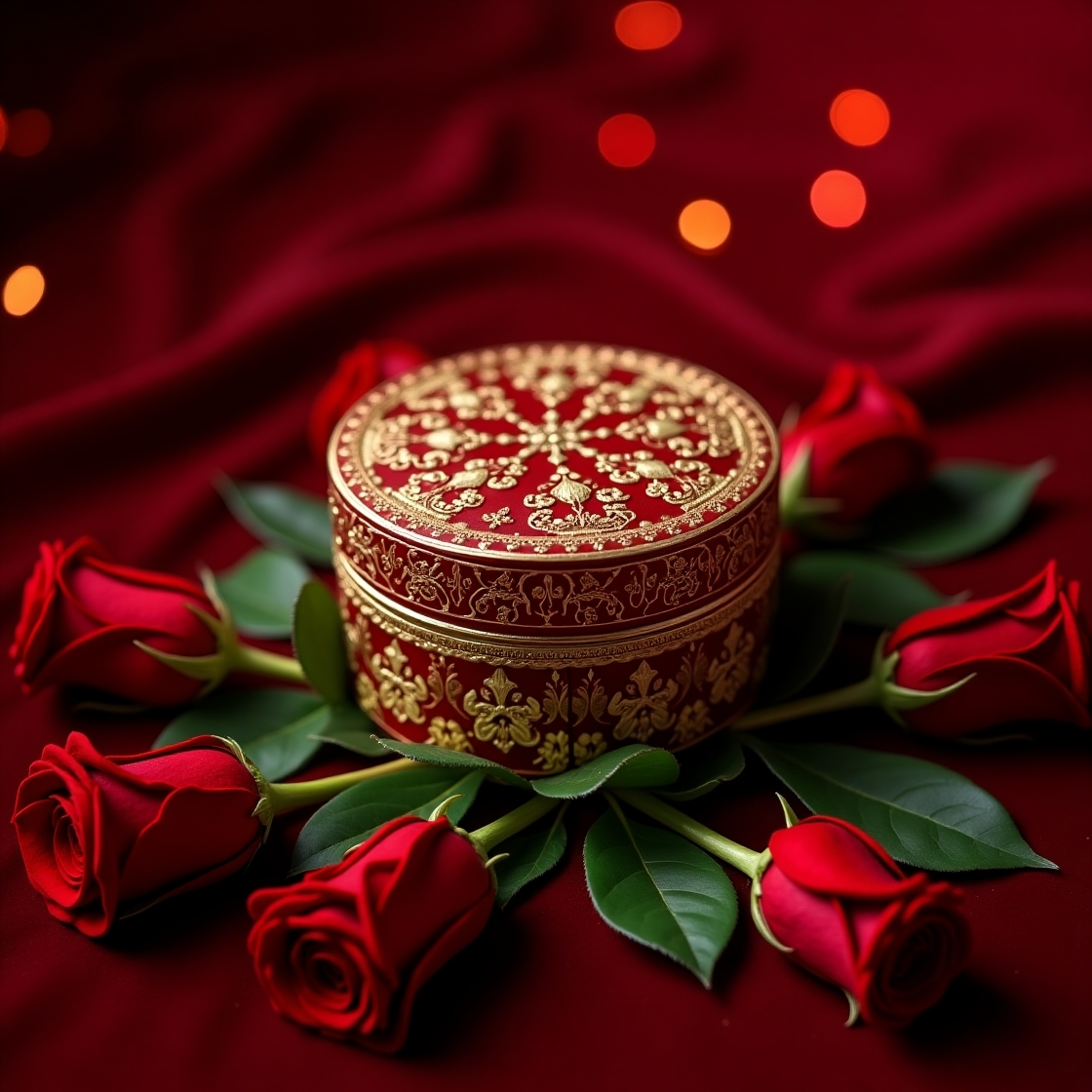 Luxurious Gold Accent Rose Box